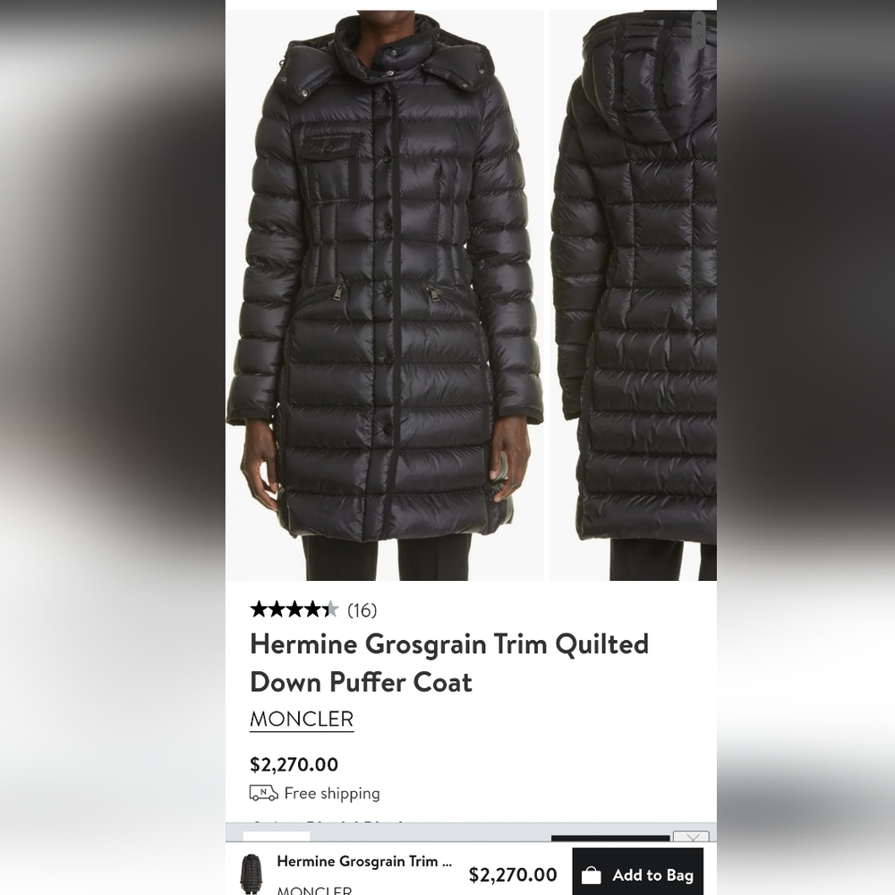 Hermine grosgrain trim quality Moncler woman's coat- like NEW condition!